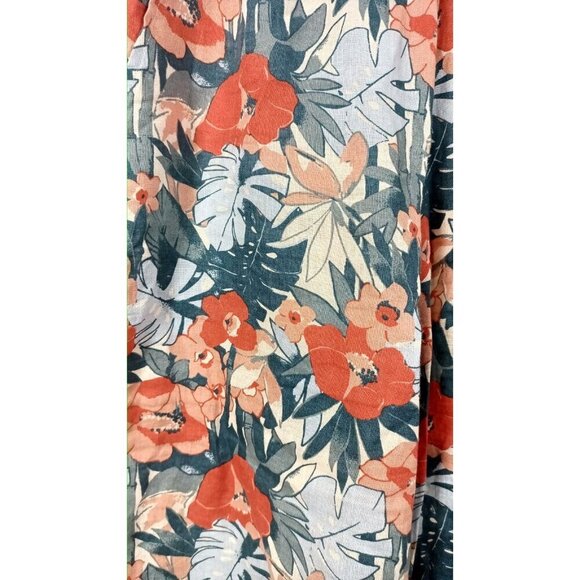 C&C California 100% Linen Palm Leaf Tropical Wide Leg Cropped Pants Women’s L - Picture 3 of 7